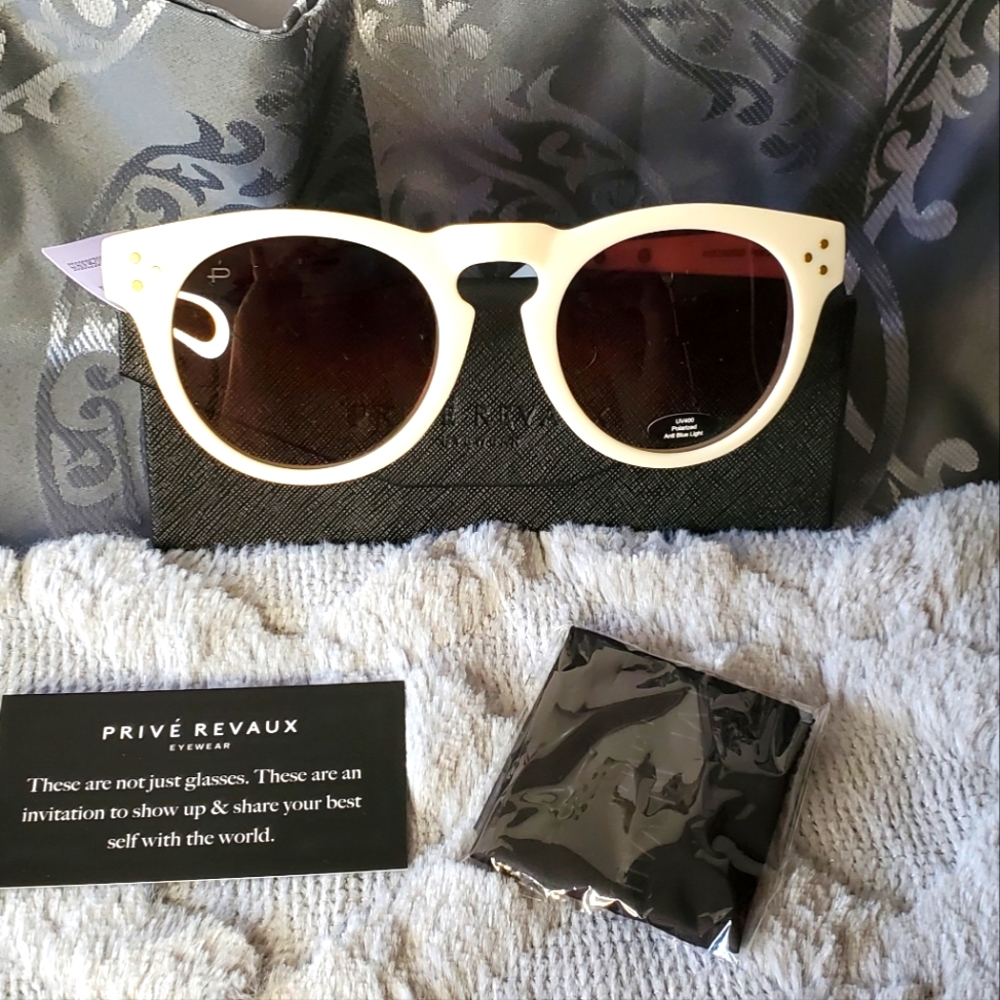 White sunglasses with case